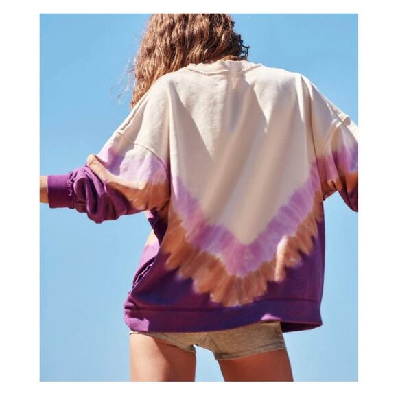 Free People Movement Ombré Mette Crew Neck Tie Dye Sweatshirt size XS oversized - Picture 3 of 14